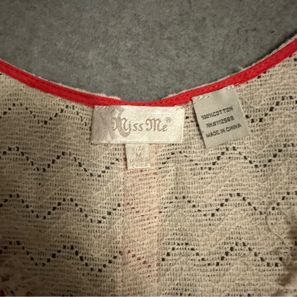 Miss Me cream crochet tank sheer size M - Picture 4 of 5